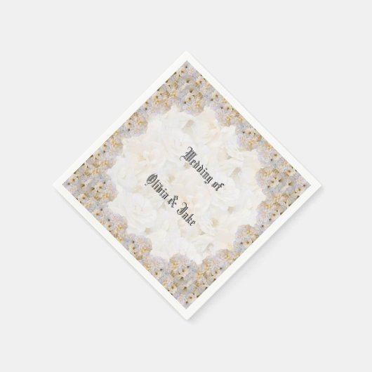 Romantische witte rozen luiers servet (Hoek)
