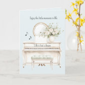 Romantische Witte Rozen Piano het leven is maar ee Kaart (Gele Bloem)
