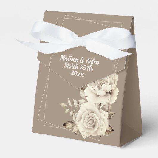 Romantische witte rustieke Rozen bruiloft Bedankdoosjes (Voorkant Zijde)