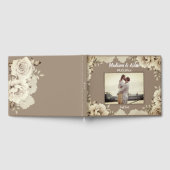 Romantische witte rustieke rozen trouwfoto gastenboek (Volledig)