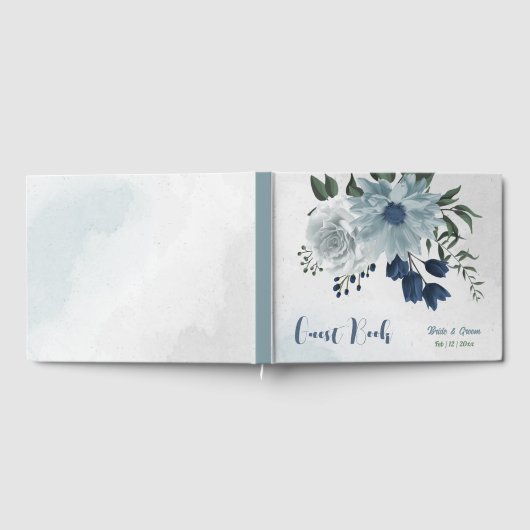 romantische witte stoffige en marineblauwe griep g gastenboek (Volledig)