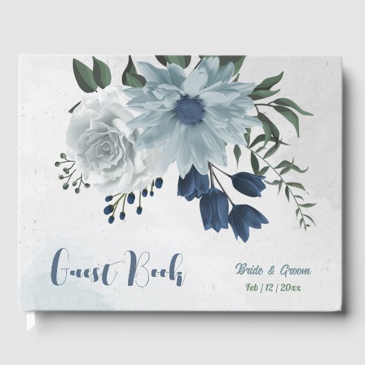 romantische witte stoffige en marineblauwe griep g gastenboek (Voorkant)