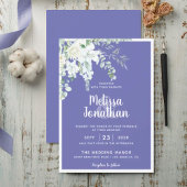 Romantische witte zachte bloem paarse bruiloft kaart