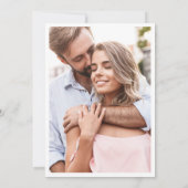 Romantische witte zachte bloem paarse fotobruiloft kaart (Achterkant)