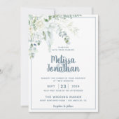 Romantische witte zachte bloemen bruiloft kaart (Voorkant)