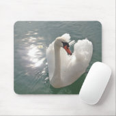 Romantische witte zwaan muismat (Met muis)