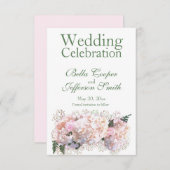 Romantische witte zwarte hydrangeas roze toses save the date (Voorkant / Achterkant)