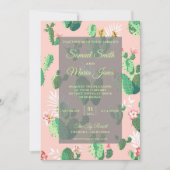Romantische Woestijn Bloemen Cactus Bruiloft Uitno Kaart (Voorkant)