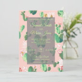 Romantische Woestijn Bloemen Cactus Bruiloft Uitno Kaart (Staand voorkant)