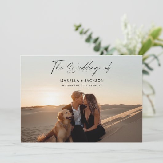 Romantische woestijn thema foto bruiloft kaart (Staand voorkant)