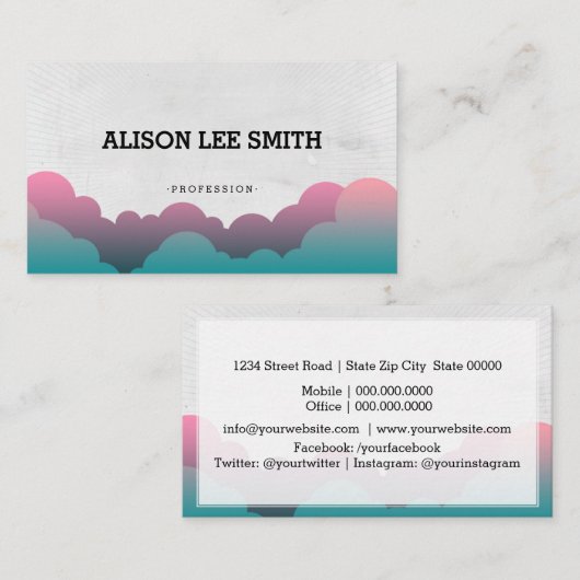 Romantische wolk visitekaartje (Voorkant / Achterkant)