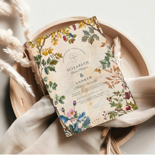 Romantische Woodland Foliage Wedding Kaart