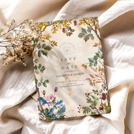Romantische Woodland Foliage Wedding Save The Date