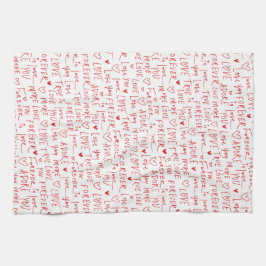 Romantische woorden Valentijnsdag Theedoek