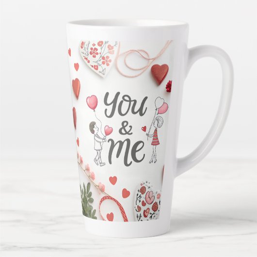 Romantische "You & Me" Valentijnsdag  Latte Mok (Rechts)