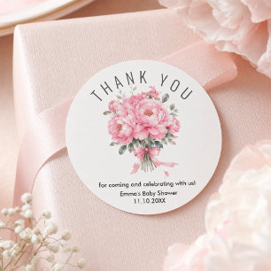 Romantische Zacht Roze Dank Je Ronde Sticker