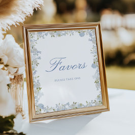 Romantische zachte blauwe bloemen bruiloft gunsten poster