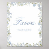 Romantische zachte blauwe bloemen bruiloft gunsten poster (Voorkant)