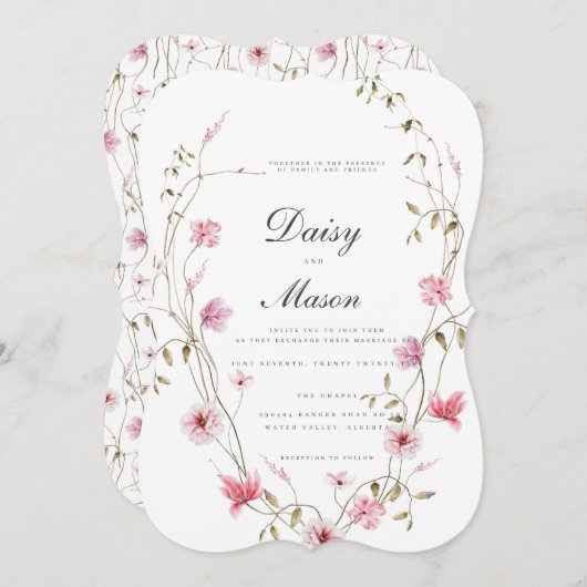 Romantische Zachte Bloemen Blush roze bruiloft Kaart (Voorkant / Achterkant)