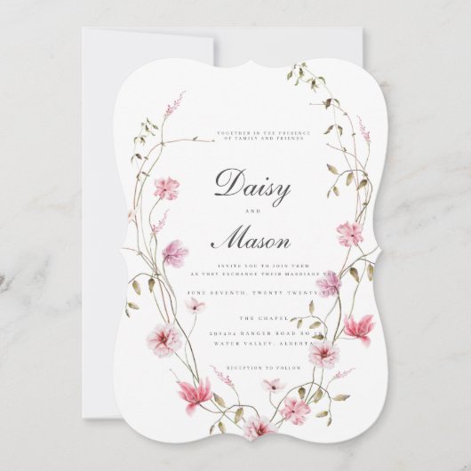 Romantische Zachte Bloemen Blush roze bruiloft Kaart (Voorkant)