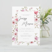 Romantische Zachte Bloemen Blush roze waterverf br Kaart (Staand voorkant)