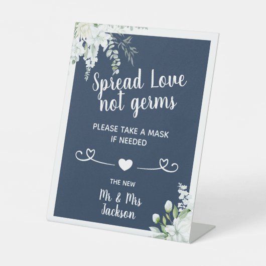 Romantische zachte bloemen bruiloft met veiligheid reclamebord met voetstuk (Voorkant)