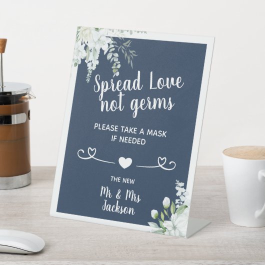 Romantische zachte bloemen bruiloft met veiligheid reclamebord met voetstuk (Insitu)