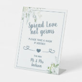 Romantische zachte bloemen bruiloft met veiligheid reclamebord met voetstuk (Voorkant)