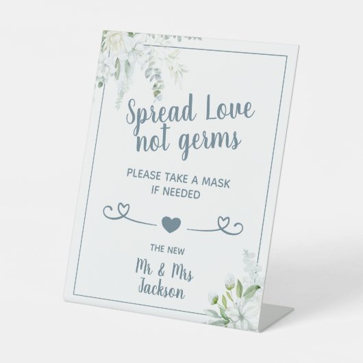 Romantische zachte bloemen bruiloft met veiligheid reclamebord met voetstuk (Voorkant)