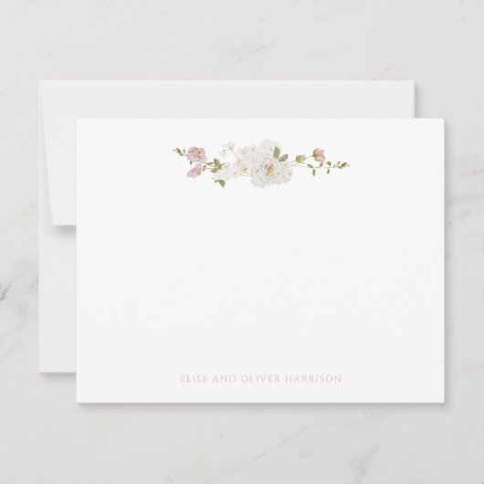 Romantische zachte blos witte bruiloft bedankkaart (Voorkant)