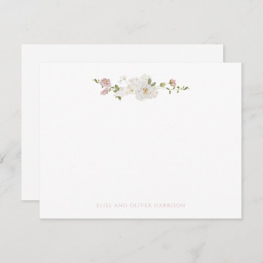 Romantische zachte blos witte bruiloft bedankkaart (Voorkant / Achterkant)