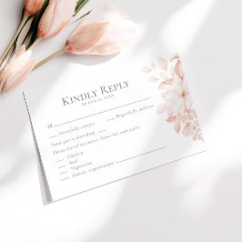 Romantische zachte blosemtint rozen huwelijks RSVP Bedankkaart