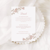 Romantische Zachte Blush  Bloemen Bruiloft Details Informatiekaartje