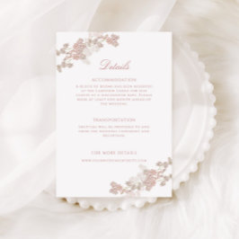 Romantische Zachte Blush  Bloemen Bruiloft Details Informatiekaartje