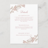 Romantische Zachte Blush  Bloemen Bruiloft Details Informatiekaartje (Voorkant)