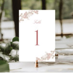 Romantische Zachte Blush  Bloemen Bruiloft Kaart<br><div class="desc">Elegante romantische trouwtafel nummerkaart,  versierd met een prachtig zacht blush waterverf bloemenontwerp en klassieke kalligrafie.</div>
