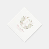 Romantische Zachte Blush Witte Monogram Crest Brui Servet (Hoek)