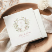 Romantische Zachte Blush Witte Monogram Crest Brui Servet