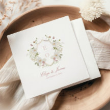 Romantische Zachte Blush Witte Monogram Crest Brui