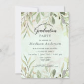 Romantische zachte botanische groen afstudeerfeest kaart (Voorkant)