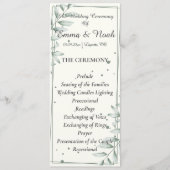 Romantische zachte groene bladeren bruiloft plat p programmakaart (Voorkant)