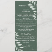 Romantische zachte groene bladeren bruiloft plat p programmakaart (Achterkant)