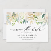 Romantische zachte ivoren bloemen arrangement brui save the date (Voorkant)