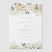 Romantische zachte ivoren bloemen Garland bruiloft Vellum Uitnodigingen (Voorkant)