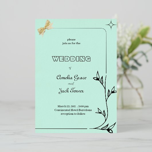 Romantische Zachte Kleur met het ontwerp van de ta Folie Uitnodiging (Staand Voorkant)