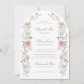 Romantische zachte pastel bloemenboog bruiloft kaart (Voorkant)