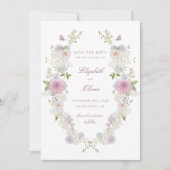 Romantische zachte pastel bloemenbruiloft save the date (Voorkant)