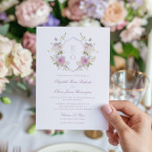 Romantische zachte pastel monogram crest bruiloft kaart