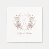 Romantische zachte pastel monogram crest bruiloft servet (Voorkant)