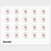 Romantische zachte roze bedankt ronde sticker (Vel)
